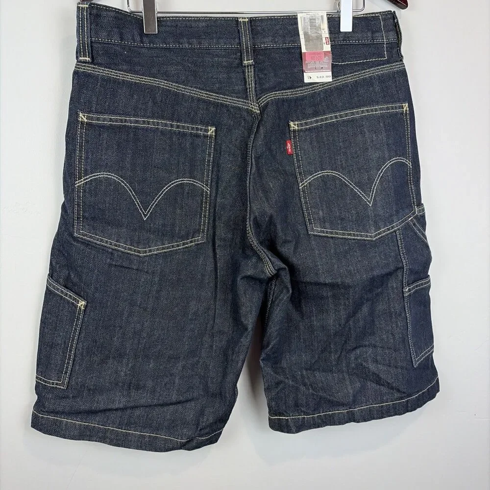 NWT Signature By Levi Strauss Men’s Denim Carpenter Shorts Dark Wash Blue Sz 32